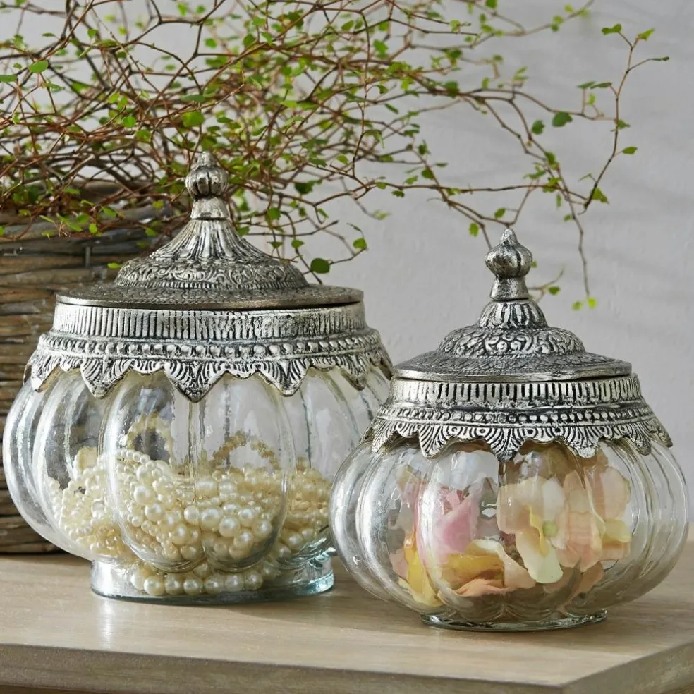 Lot de 2 bonbonnières en verre Madelon