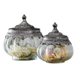 Lot de 2 bonbonnières en verre Madelon