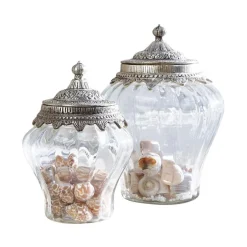 Lot de 2 bonbonnières en verre Isaline