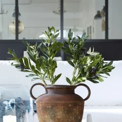 Lot de 2 branches d’olivier décoratives Olives