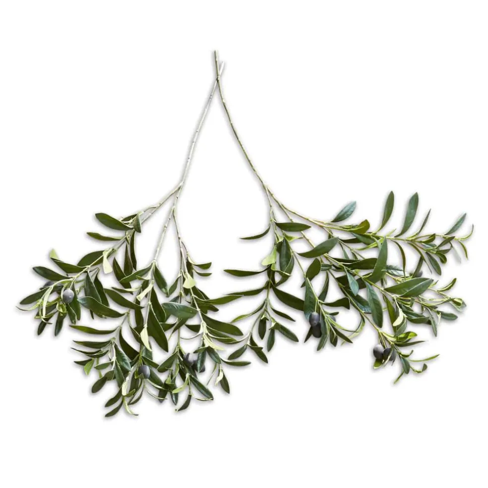 Lot de 2 branches d’olivier décoratives Olives