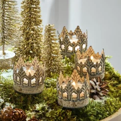 Lot de 4 photophores à piquer Groisy