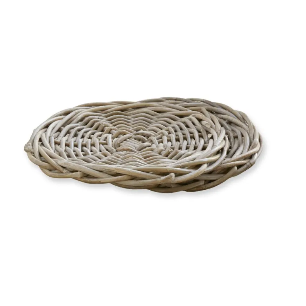 Lot de 2 plateaux de présentation en rotin Bland