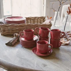 Lot de 6 tasses et soucoupes Biarré